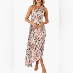 Petal & Pup One Shoulder Floral Dress - Pink and Green